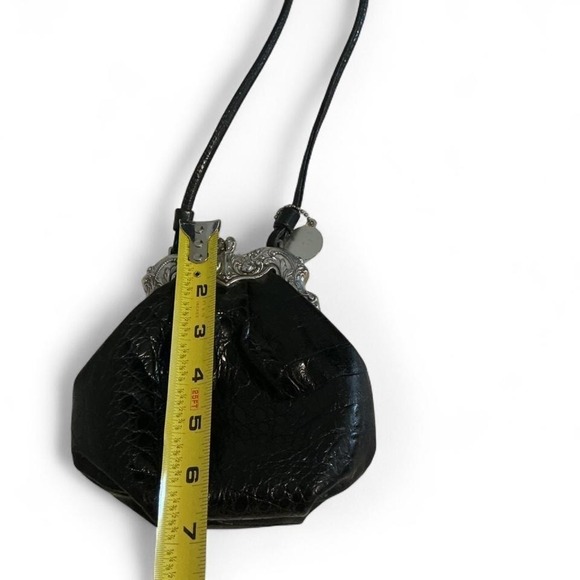 VTG‎ Brighton Crossbody Bag Women Small Black Croc Embossed Kiss Lock Pouch main image 5